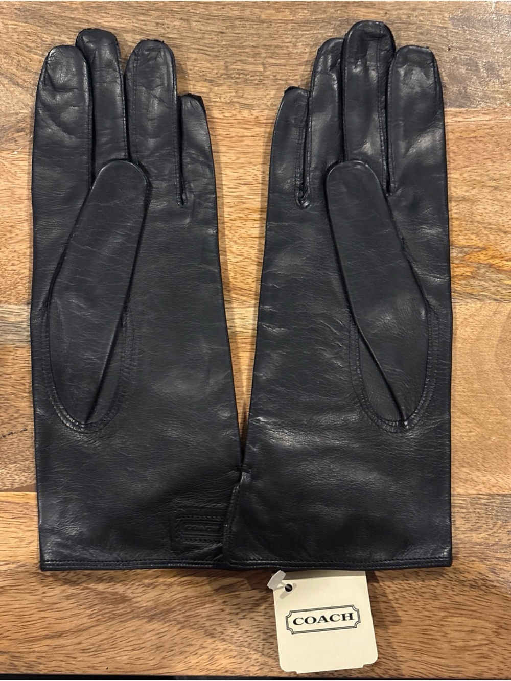 NWT Women’s Coach Black Leather Silk Lined Gloves 6 1/2